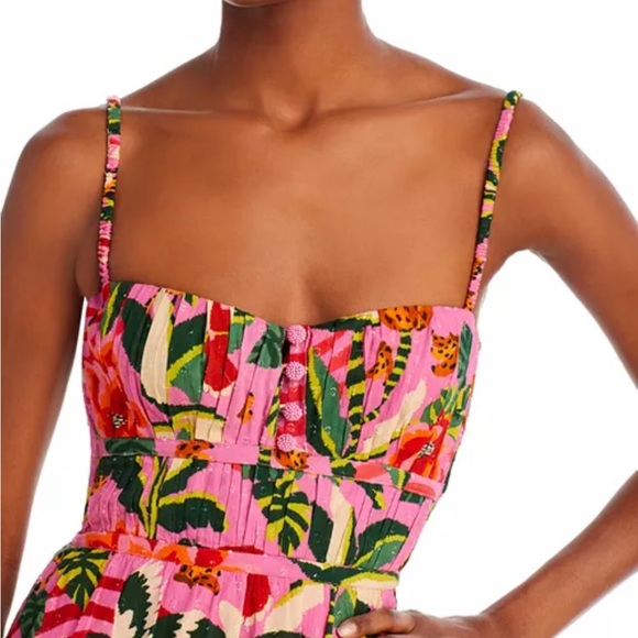 Farm Rio Pink Leopard Forest Midi Dress XL - Picture 4 of 8